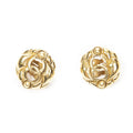 Chanel CC Logo Round Clip Type Earrings Gold Plated