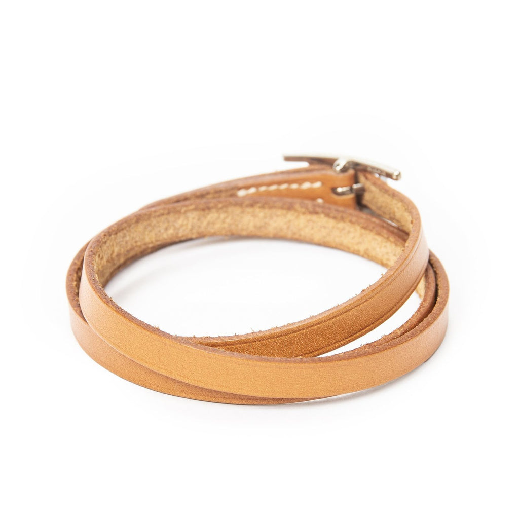 Hermes Behapi Triple Strand Bracelet Brown Swift Leather — view 2