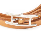 Hermes Behapi Triple Strand Bracelet Brown Swift Leather — view 3