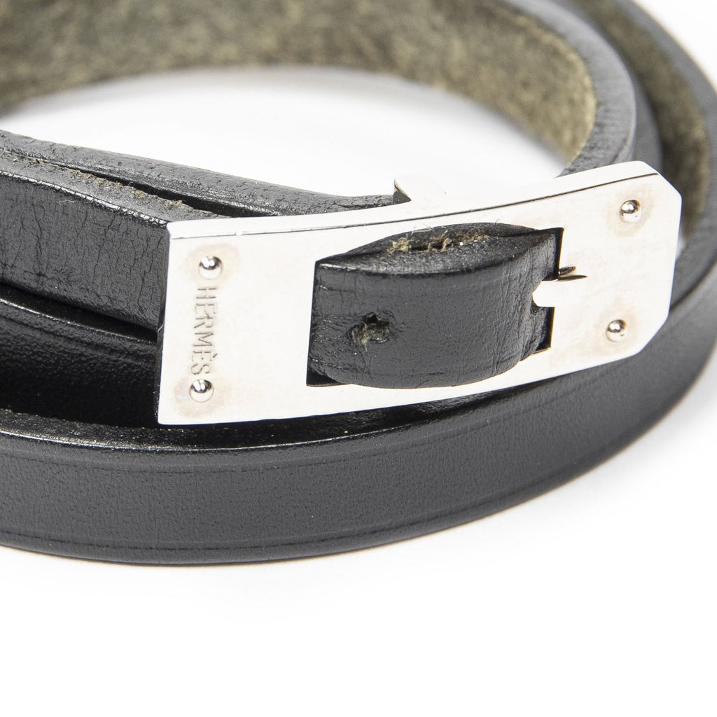 Hermes Kelly Ardion Triple Tour Bracelet Black Swift Leather — view 3