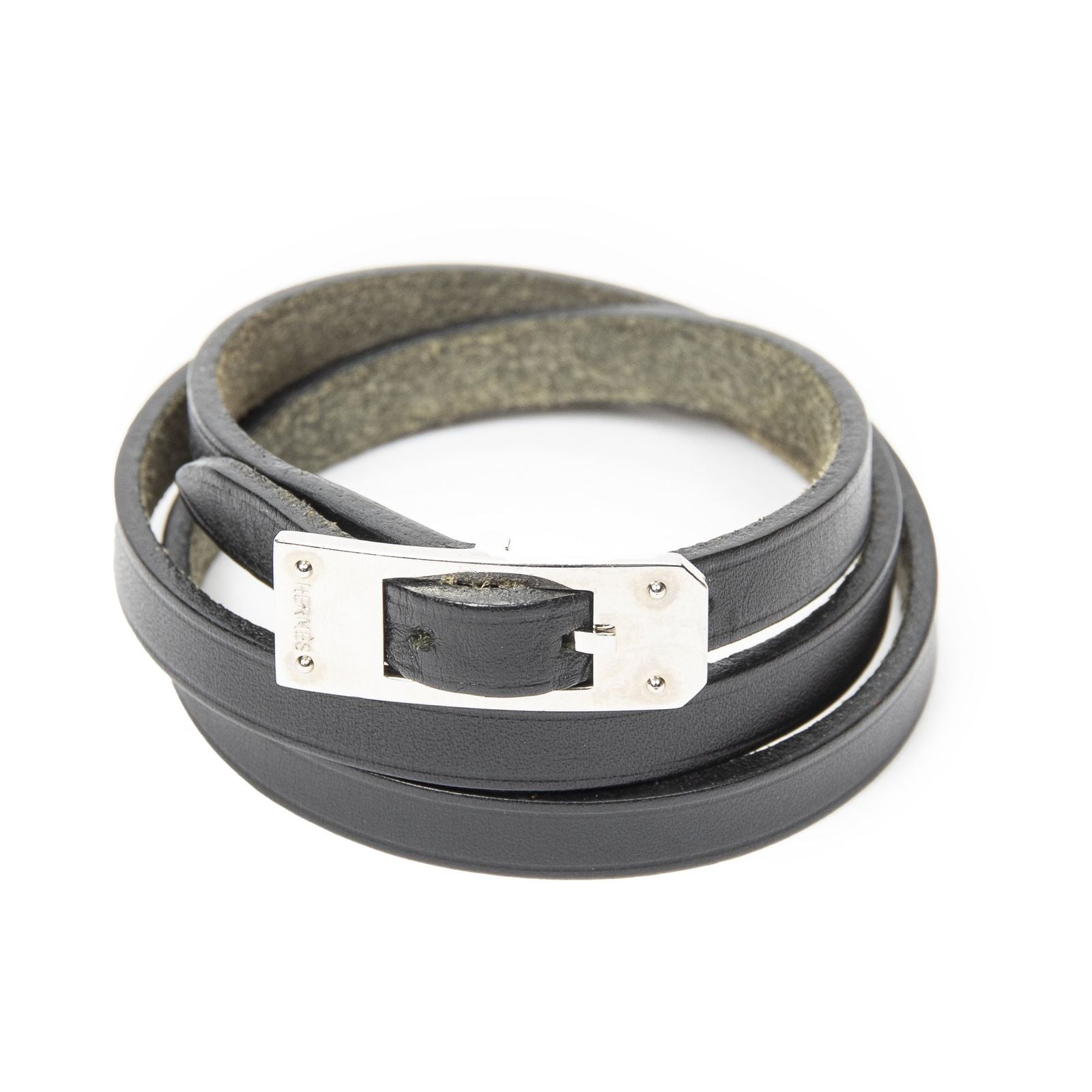 Hermes Kelly Ardion Triple Tour Bracelet Black Swift Leather