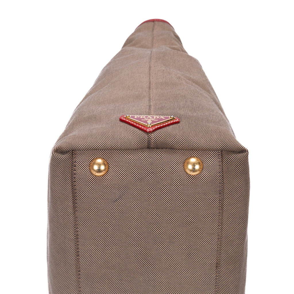 Prada Tote Khaki Color Red Jaca Dog Canvas — view 8