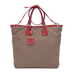 Prada Tote Khaki Color Red Jaca Dog Canvas