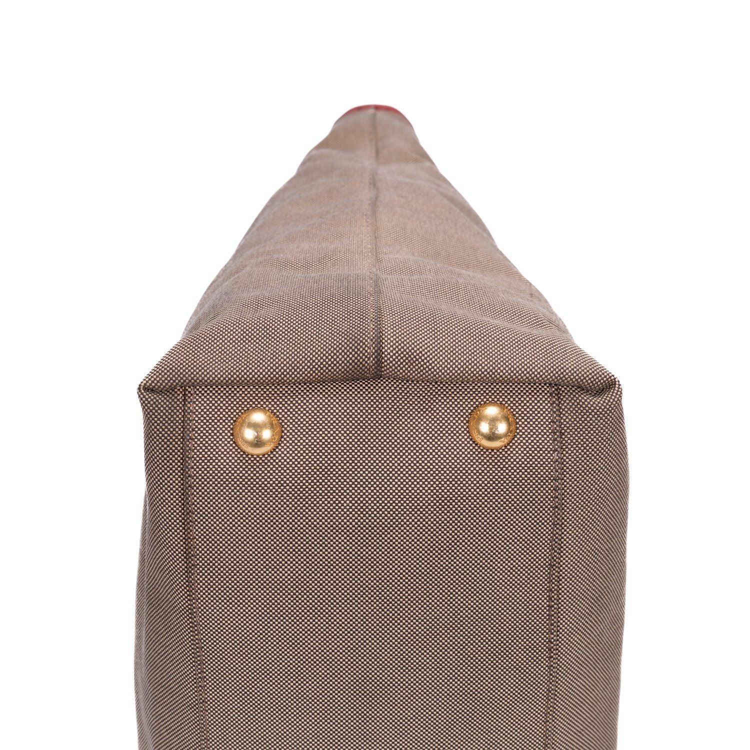 Prada Tote Khaki Color Red Jaca Dog Canvas — view 7