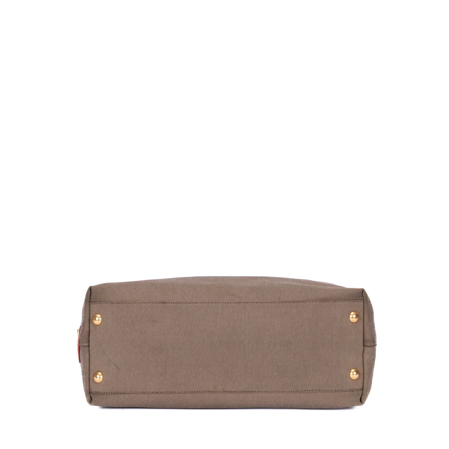 Prada Tote Khaki Color Red Jaca Dog Canvas — view 6