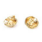 Chanel CC Logo Round Clip Type Earrings Gold Plated — view 2