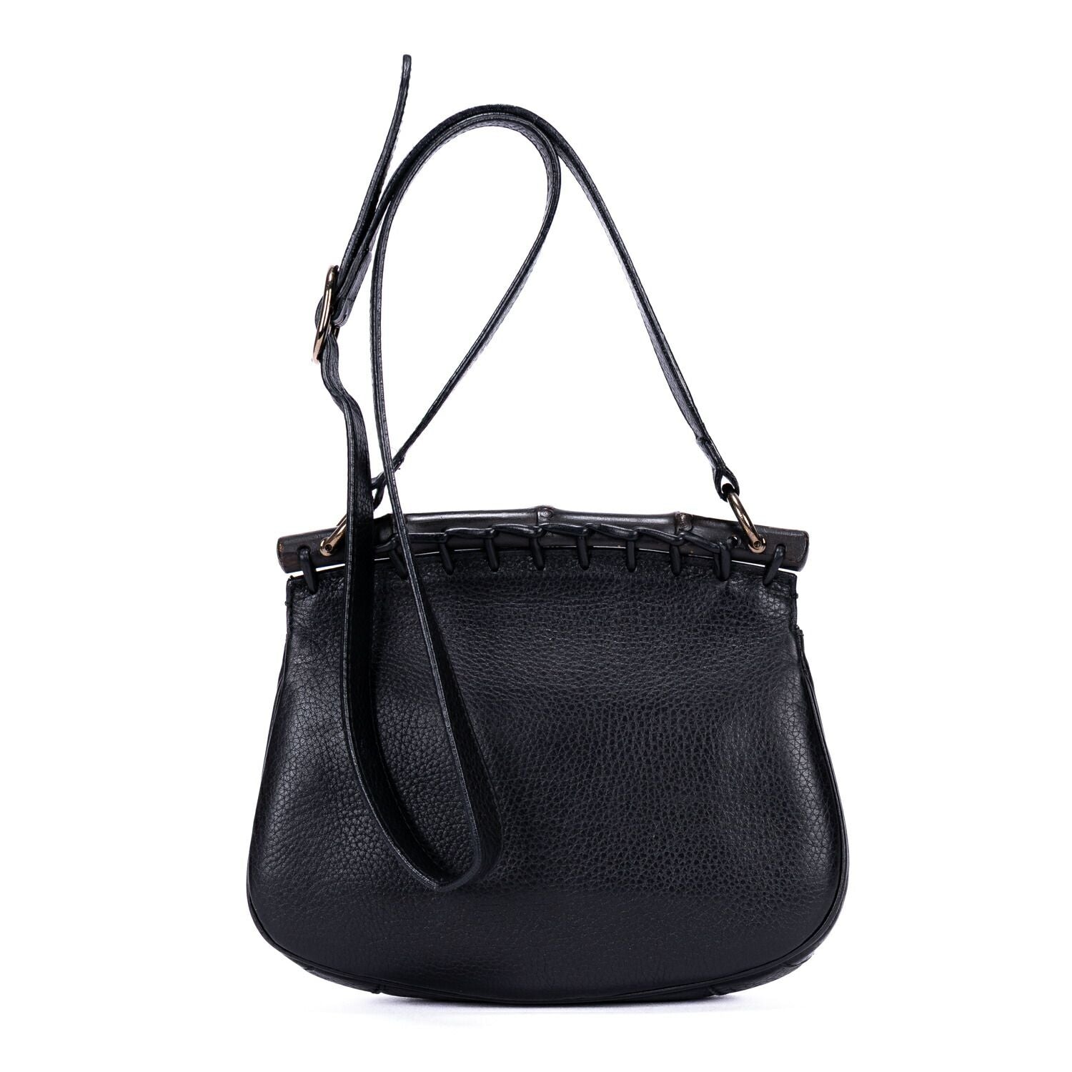 Gucci Bamboo Nouveau Fringe Small Crossbody Black Spike Calfskin Leather — view 5