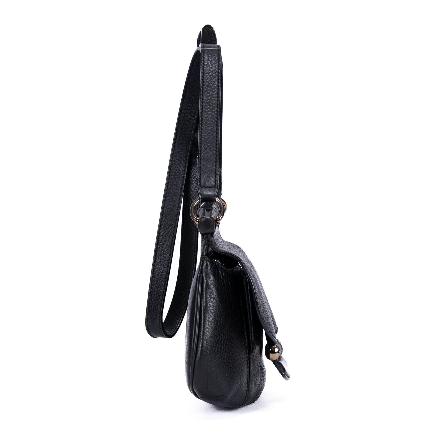 Gucci Bamboo Nouveau Fringe Small Crossbody Black Spike Calfskin Leather — view 4