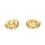 Chanel CC Oval Clip on Earrings Gold Plated