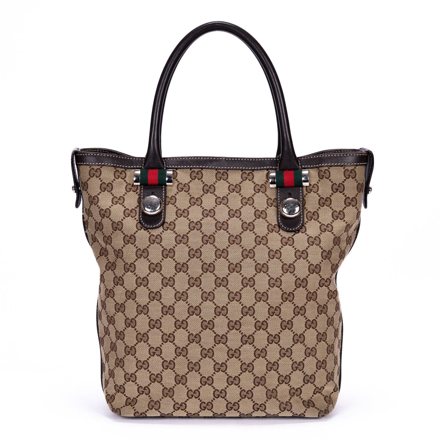 Gucci Serry Line Tote Dark Brown Beige Monogram Canvas — view 5