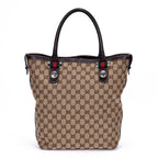 Gucci Serry Line Tote Dark Brown Beige Monogram Canvas