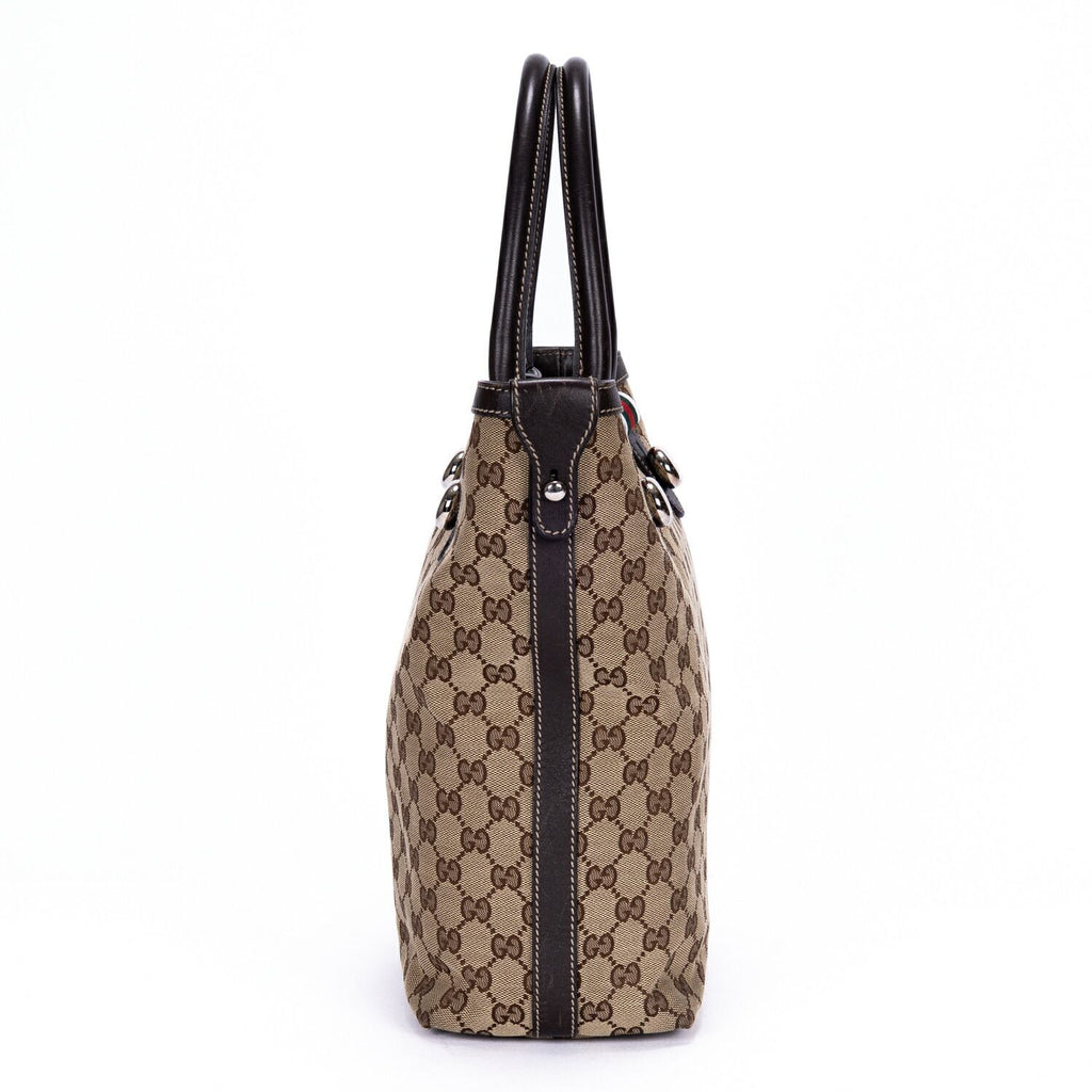 Gucci Serry Line Tote Dark Brown Beige Monogram Canvas — view 4