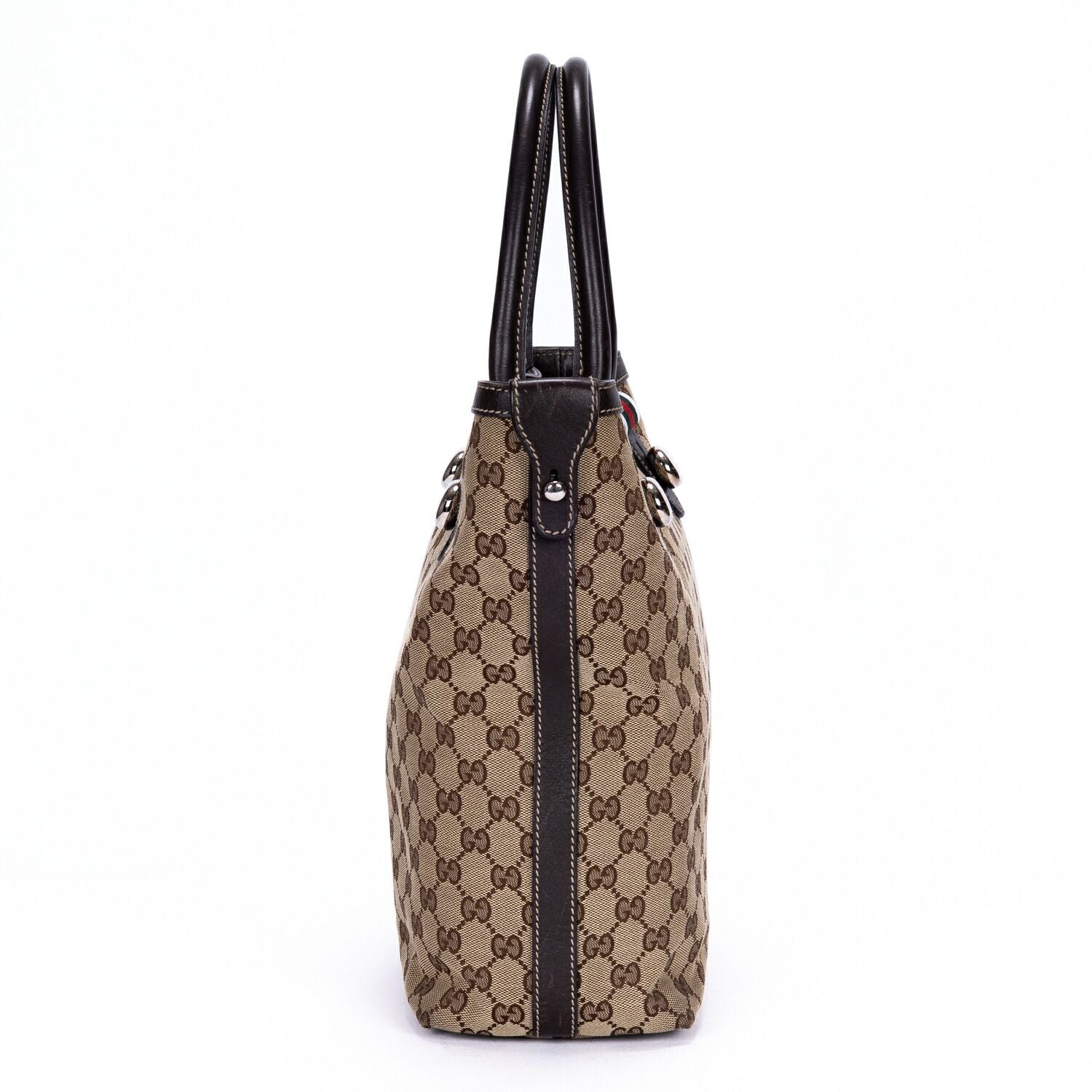 Gucci Serry Line Tote Dark Brown Beige Monogram Canvas — view 4