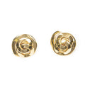 Chanel CC Logo Round Clip Type Earrings Gold Plated