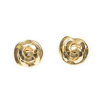 Chanel CC Logo Round Clip Type Earrings Gold Plated