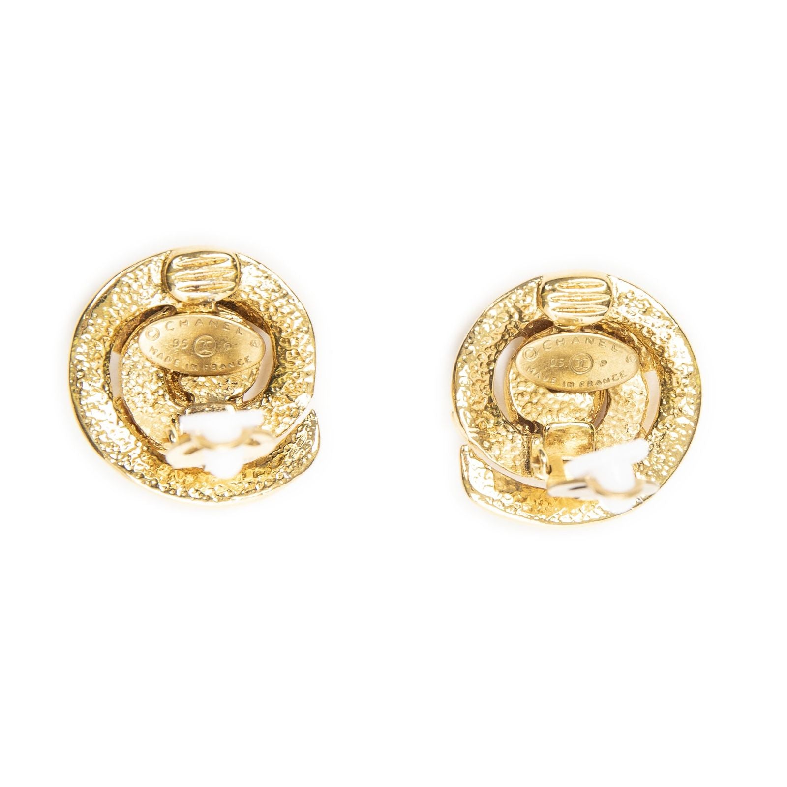 Chanel CC Logo Round Clip Type Earrings Gold Plated — view 3