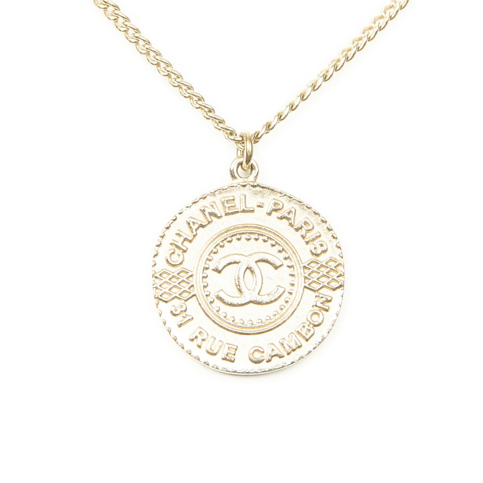 Chanel CC Logo Pendant Chain Necklace Gold Plated — view 3