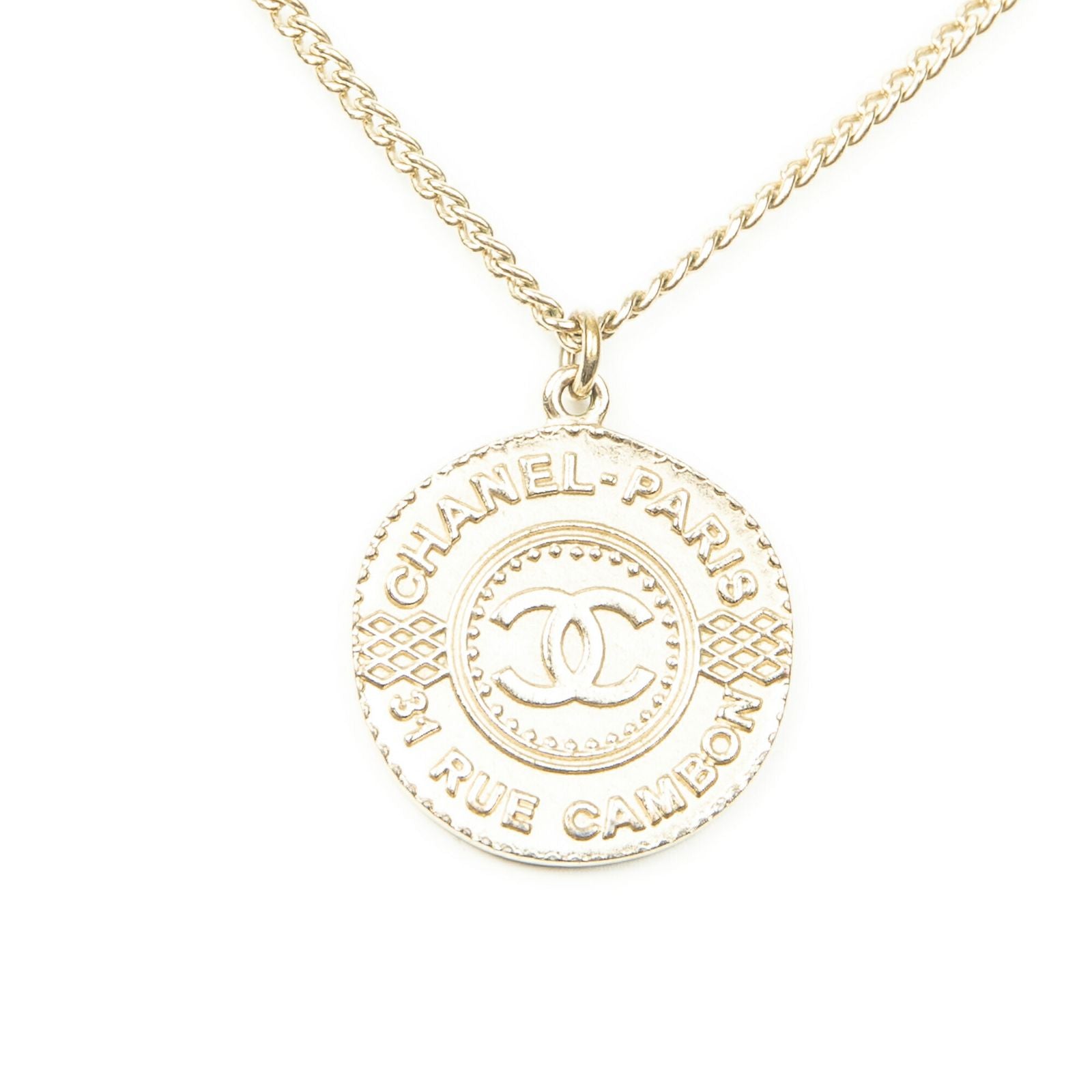 Chanel CC Logo Pendant Chain Necklace Gold Plated — view 2
