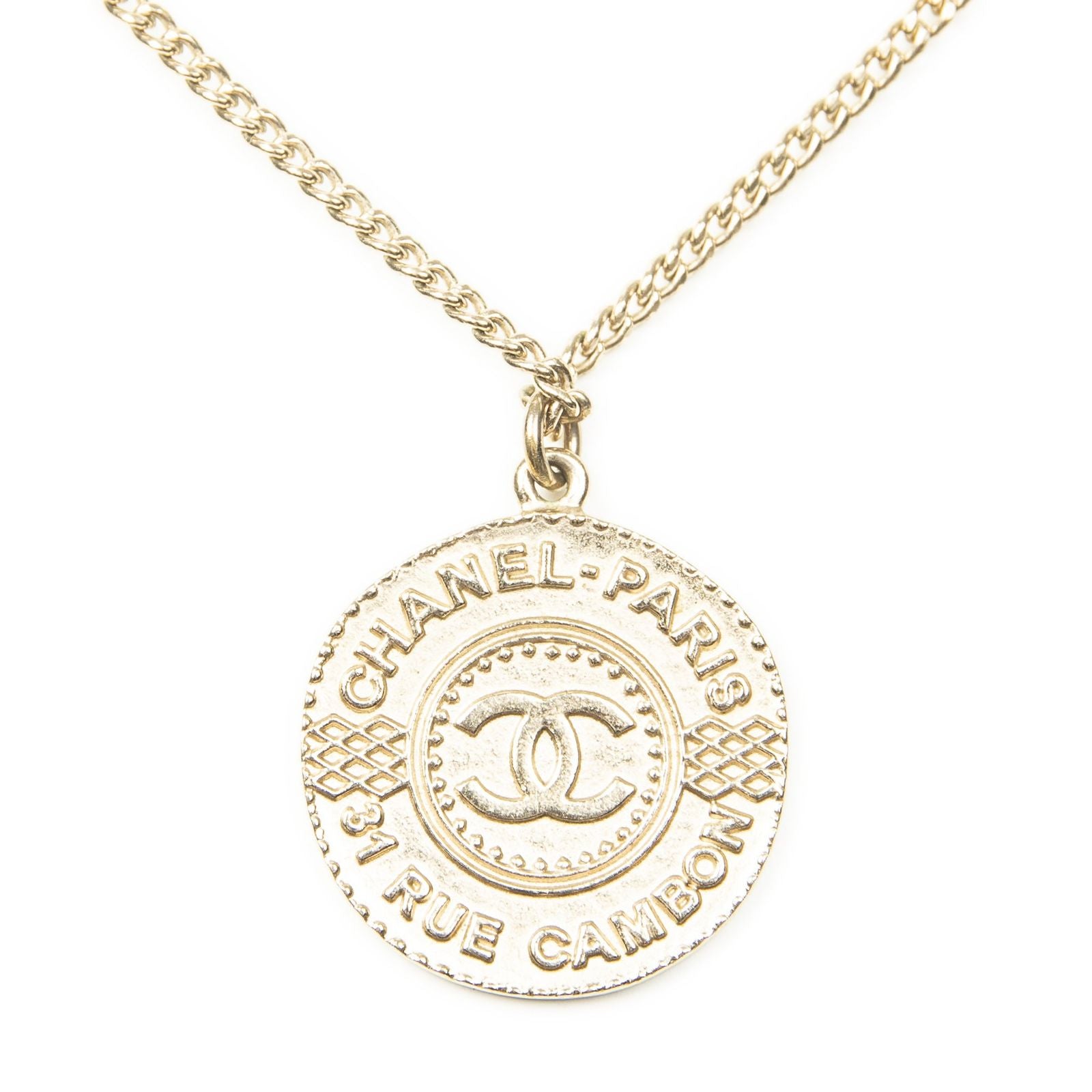 Chanel CC Logo Pendant Chain Necklace Gold Plated — view 4