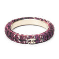 Chanel CC Tweed Bangle Purple Gold Plated Bracelet