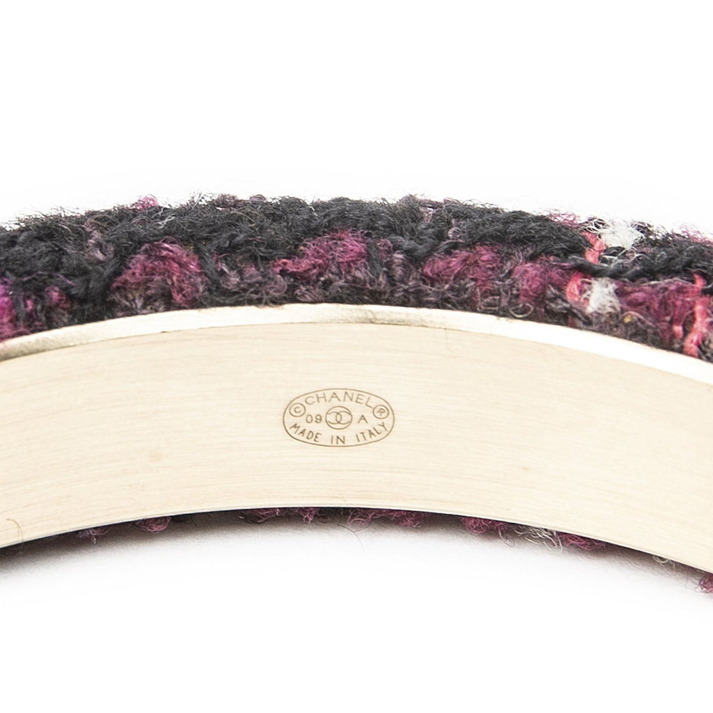 Chanel CC Tweed Bangle Purple Gold Plated Bracelet — view 3