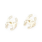 Chanel CC Logo Square Clip Type Earrings Gold Plated