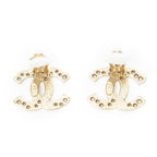Chanel CC Logo Square Clip Type Earrings Gold Plated — view 4