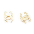 Chanel CC Logo Square Clip Type Earrings Gold Plated — view 3