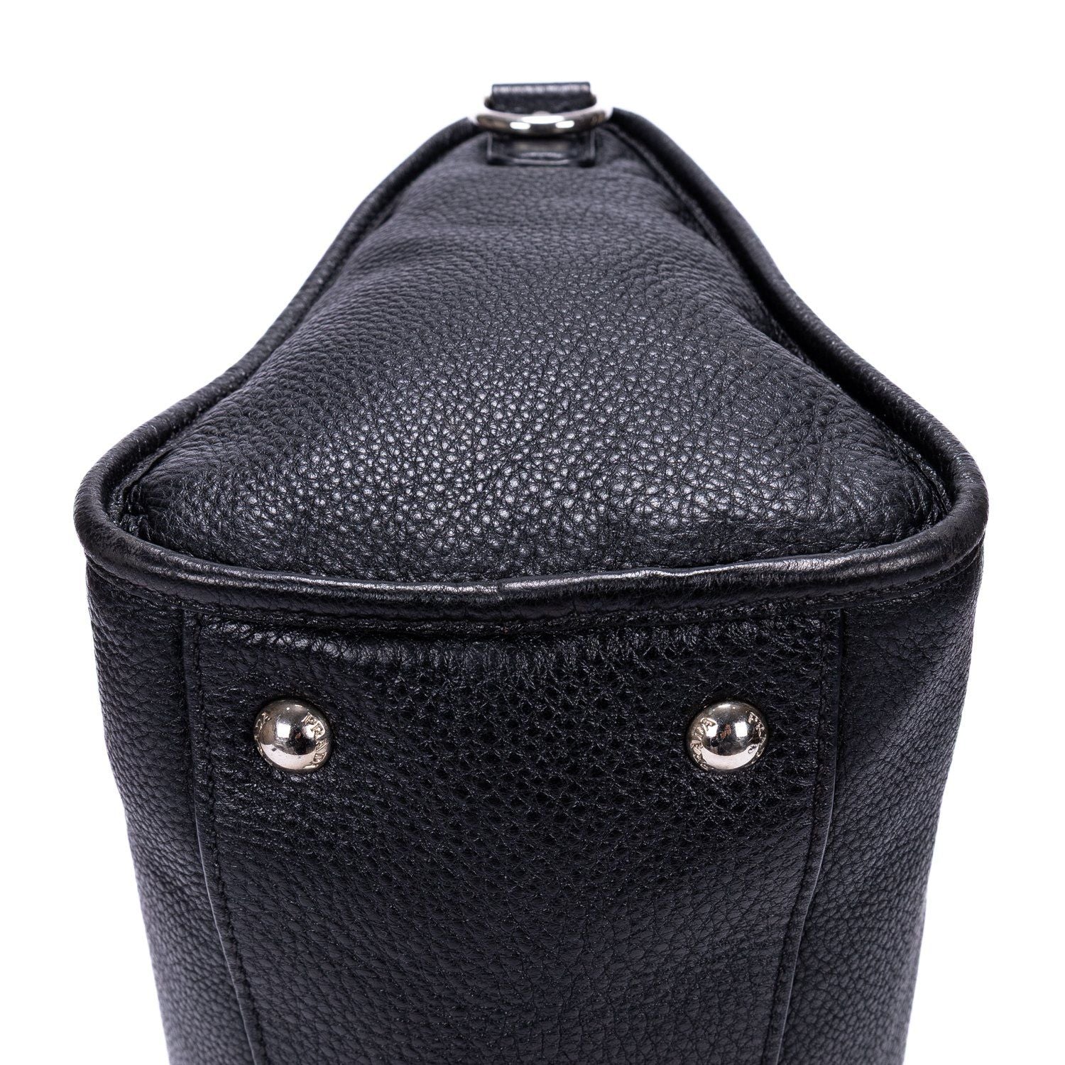 Prada Front Pocket Double Handle Tote Black Vitello Phoenix — view 8