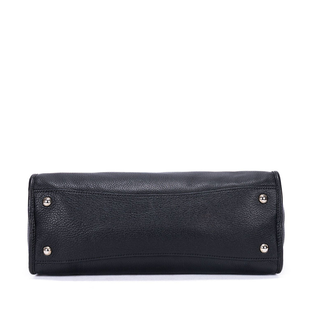 Prada Front Pocket Double Handle Tote Black Vitello Phoenix — view 6