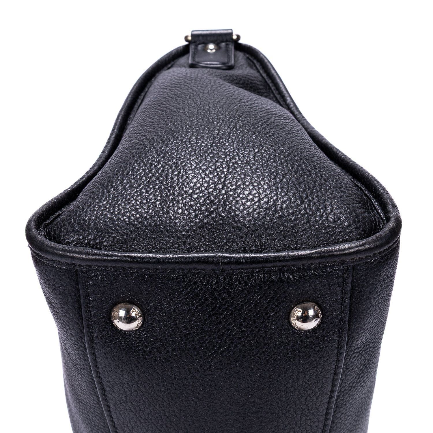 Prada Front Pocket Double Handle Tote Black Vitello Phoenix — view 7