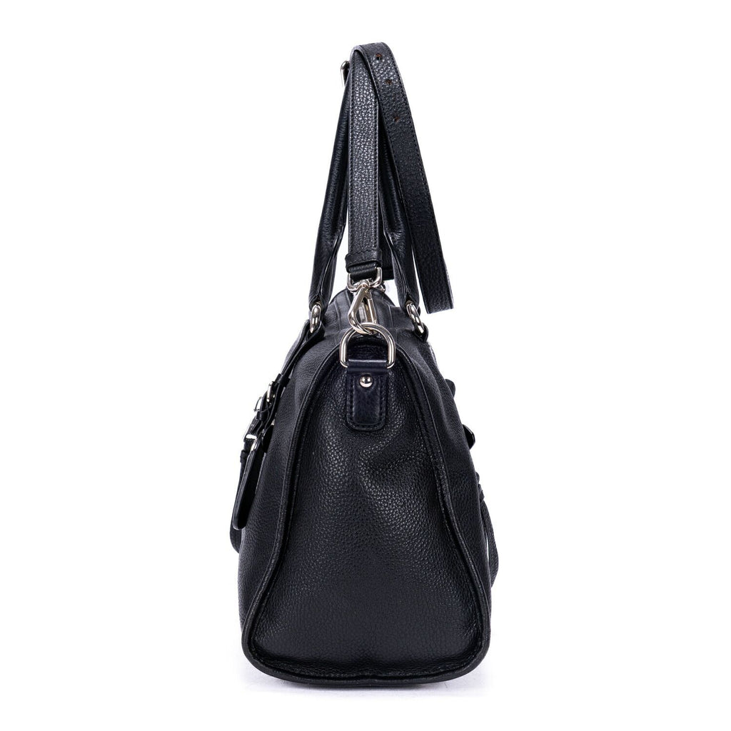 Prada Front Pocket Double Handle Tote Black Vitello Phoenix — view 3