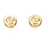 Chanel CC Logo Round Clip Type Earrings Gold Plated — view 3