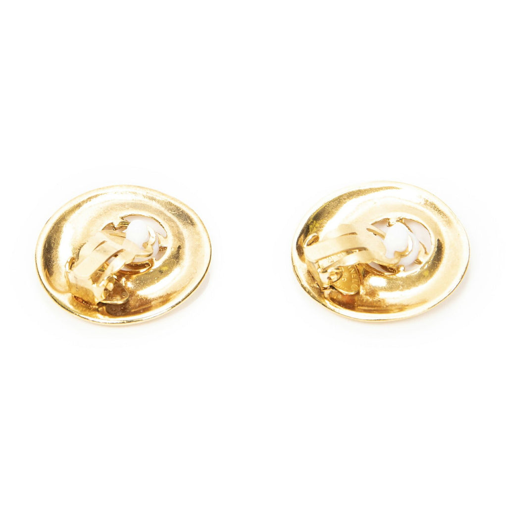 Chanel CC Logo Round Clip Type Earrings Gold Plated — view 2