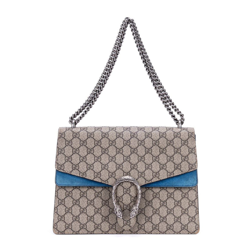 Gucci Tiger Dionysus Chain Crossbody Beige Blue Supreme Canvasa