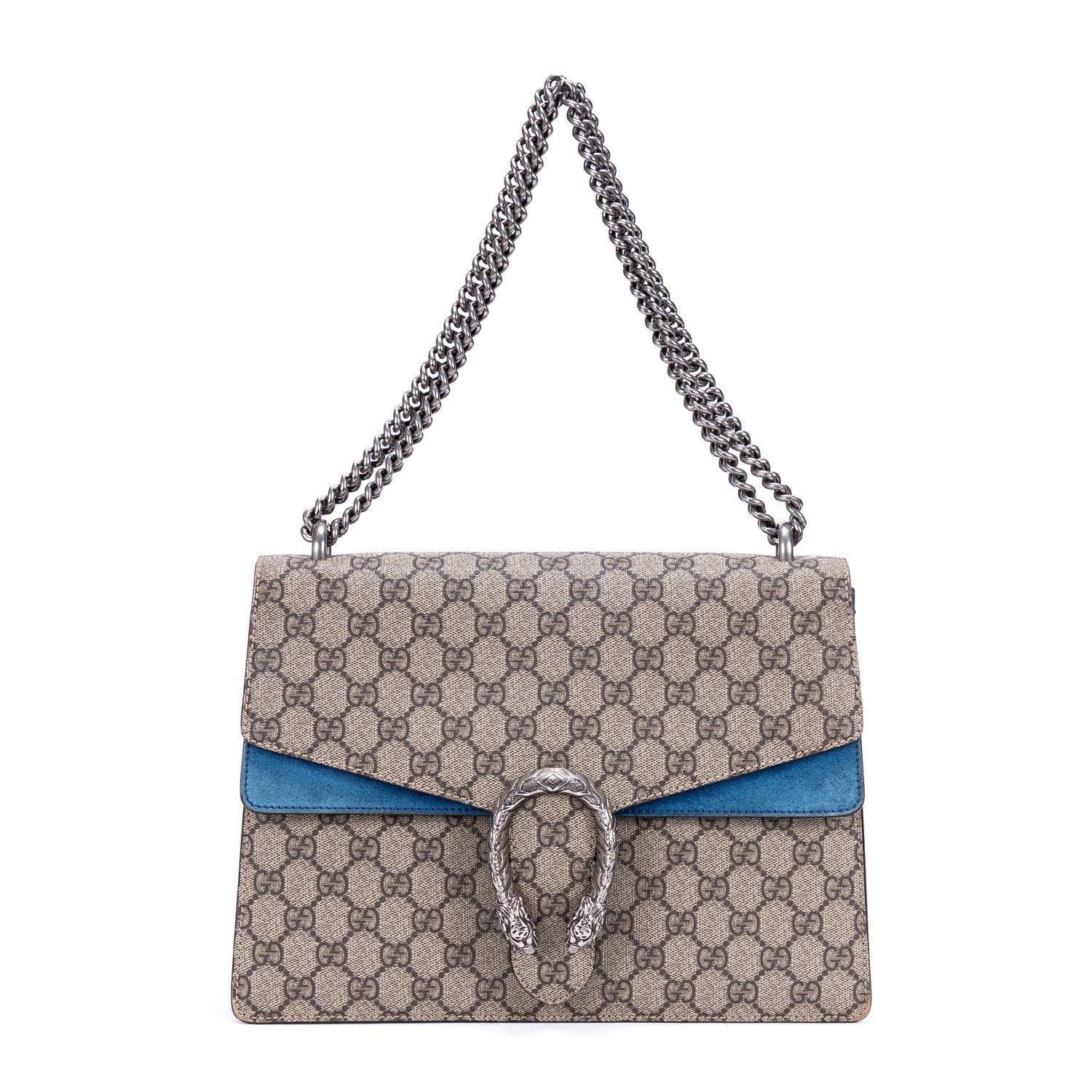 Gucci Tiger Dionysus Chain Crossbody Beige Blue Supreme Canvasa