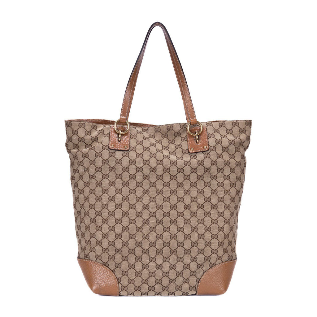 Gucci Tote Beige Brown Monogram Canvas a with Charm — view 5