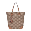 Gucci Tote Beige Brown Monogram Canvas a with Charm
