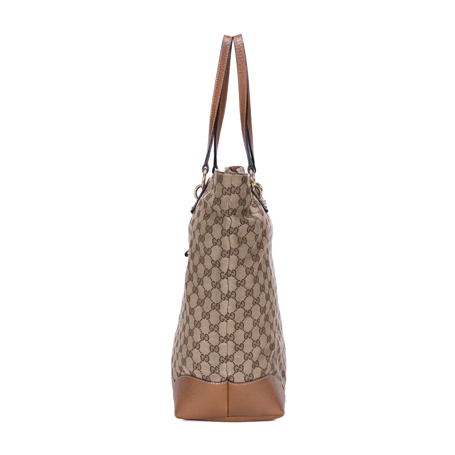 Gucci Tote Beige Brown Monogram Canvas a with Charm — view 3
