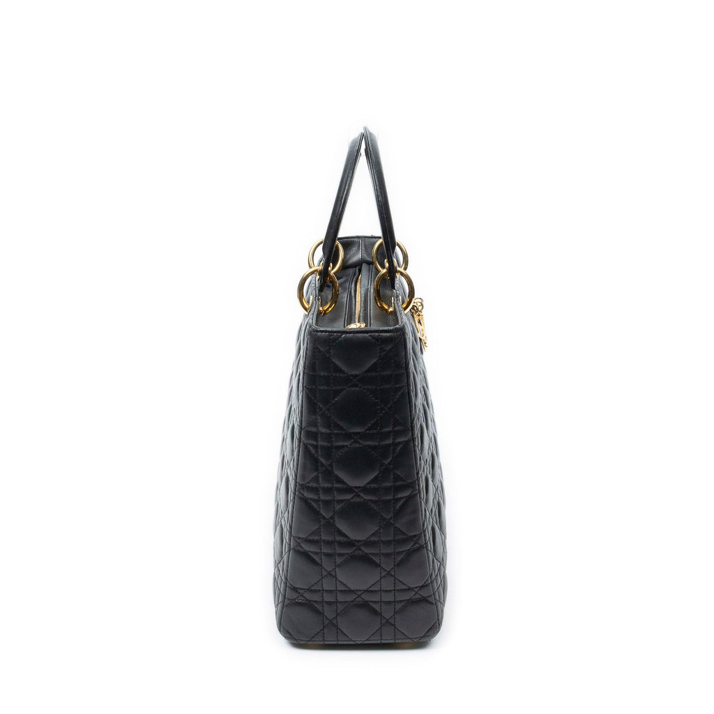 Dior Large Lady Dior Zip Black Canada Lambskin Leather Handbag — view 4