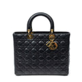 Dior Large Lady Dior Zip Black Canada Lambskin Leather Handbag