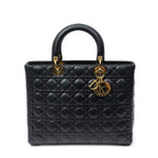 Dior Large Lady Dior Zip Black Canada Lambskin Leather Handbag