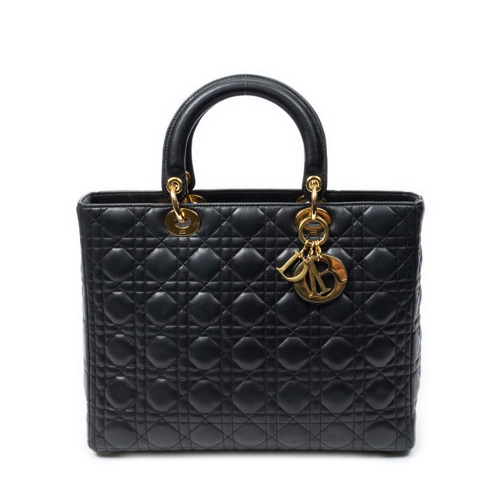 Dior Large Lady Dior Zip Black Canada Lambskin Leather Handbag