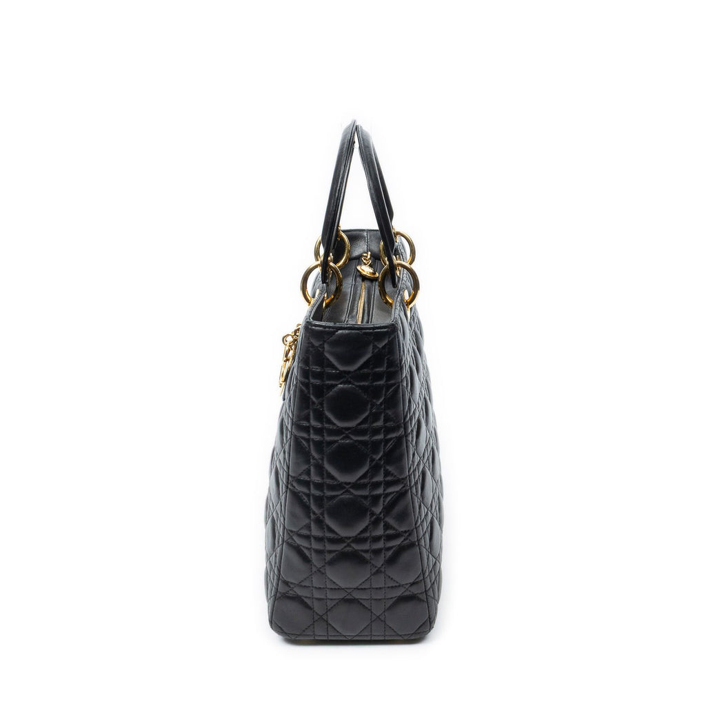 Dior Large Lady Dior Zip Black Canada Lambskin Leather Handbag — view 3