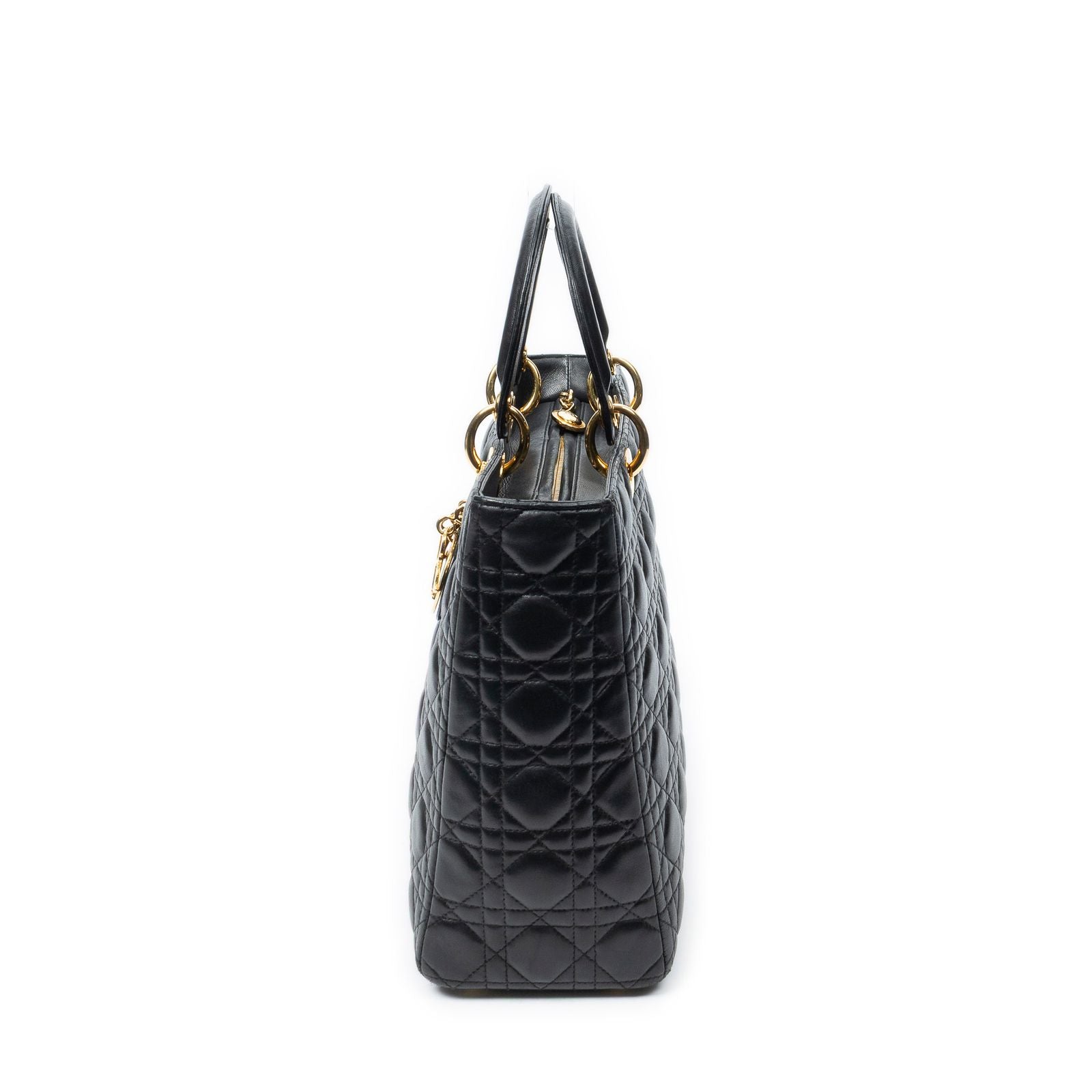 Dior Large Lady Dior Zip Black Canada Lambskin Leather Handbag — view 3