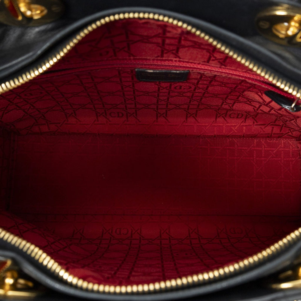 Dior Large Lady Dior Zip Black Canada Lambskin Leather Handbag — view 9