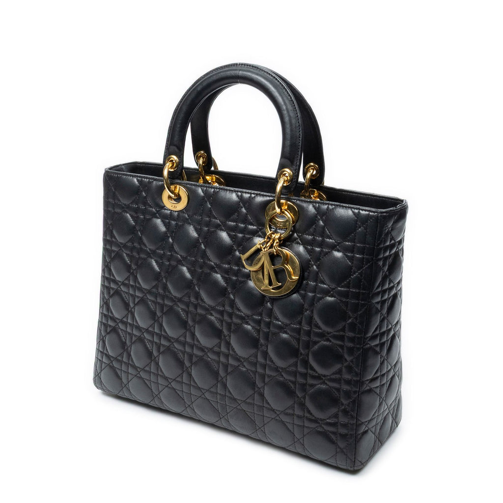 Dior Large Lady Dior Zip Black Canada Lambskin Leather Handbag — view 2