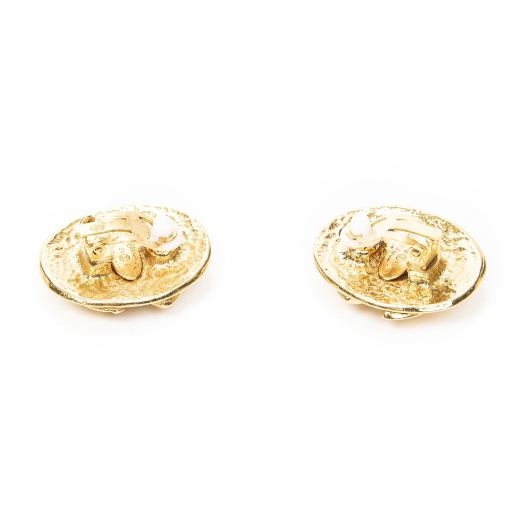 Chanel CC Oval Clip on Earrings Gold Plated — view 2