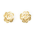 Chanel CC Twisted Flower Clip on Earrings Gold Plated