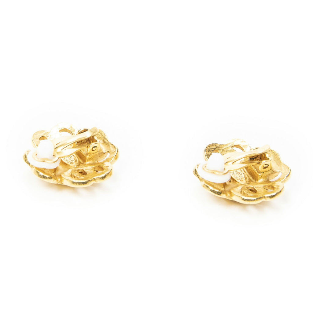 Chanel CC Twisted Flower Clip on Earrings Gold Plated — view 2
